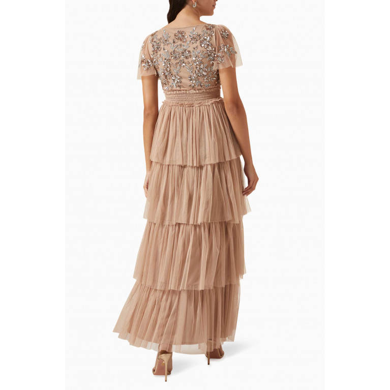 Maya - Floral Embellished Tiered Dress in Tulle
