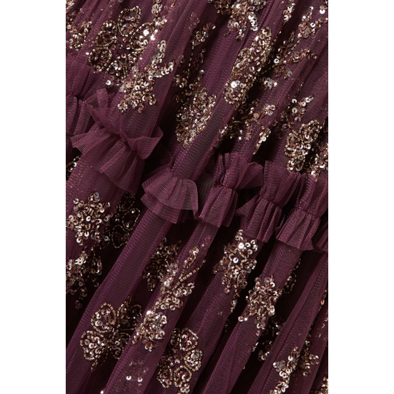 Maya - Sequin-embellished Tiered Maxi Dress in Tulle