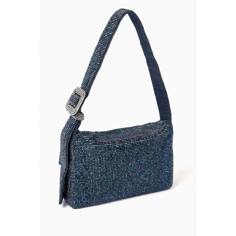 Benedetta Bruzziches - Mini Vitty Mignon Shoulder Bag in Rhinestone Crystal Mesh Blue