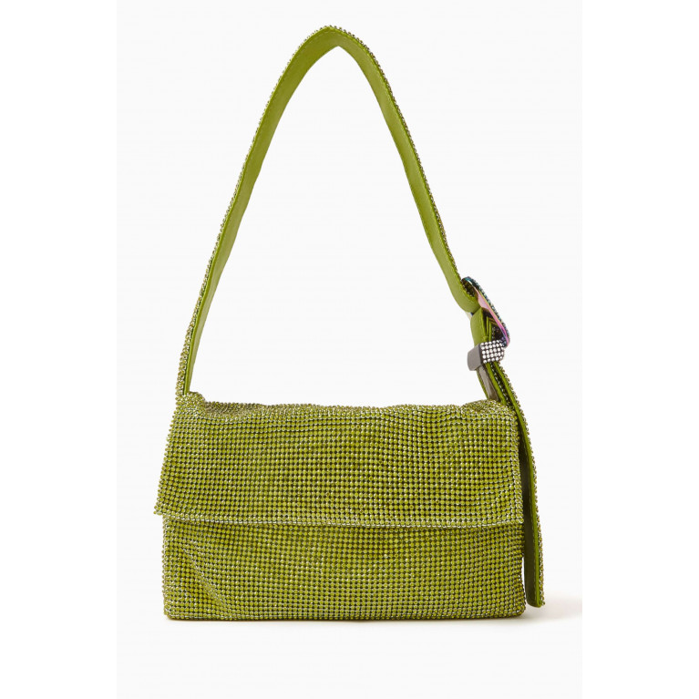 Benedetta Bruzziches - Mini Vitty Mignon Shoulder Bag in Rhinestone Crystal Mesh Green