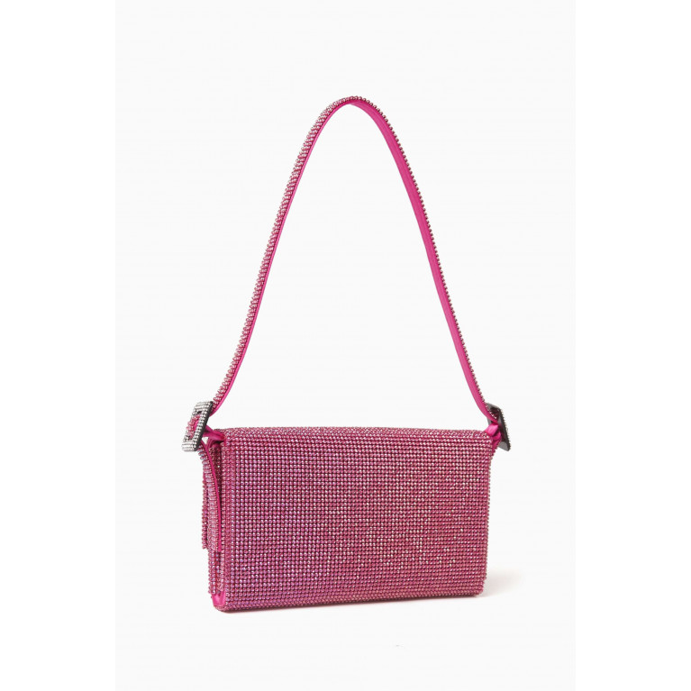 Benedetta Bruzziches - Small Vittisimma La Petite Shoulder Bag in Crystal Mesh Pink