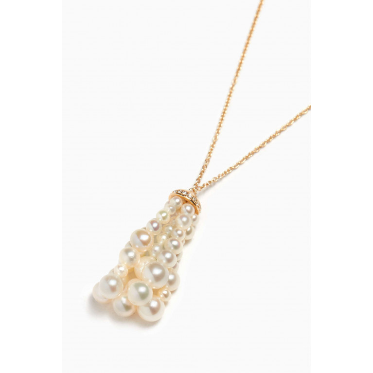 Gafla - Bahar Diamond Necklace with Pearls in 18kt Yellow Gold, Mini