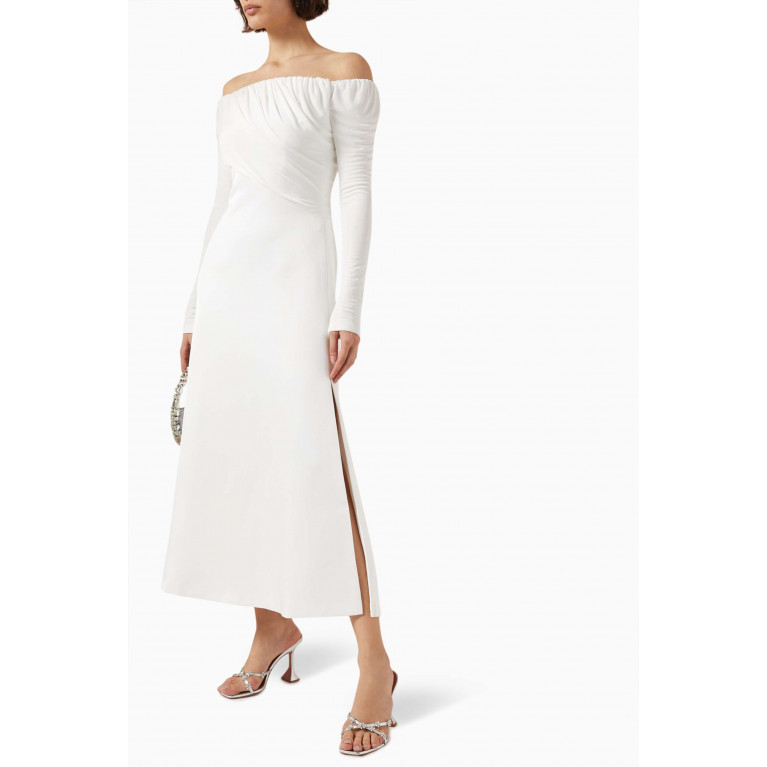 CHATS by C.Dam - Laline Off-shoulder Midi Dress in Jersey-knit Silk