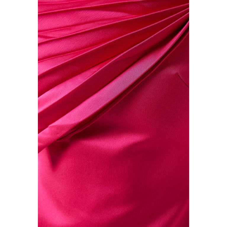 CHATS by C.Dam - Twisted Pleated Midi Dress in 3D Spandex Pink
