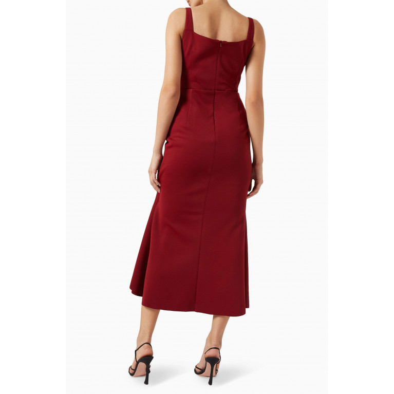 CHATS by C.Dam - Layered Midi Dress in Stretch-jersey Red