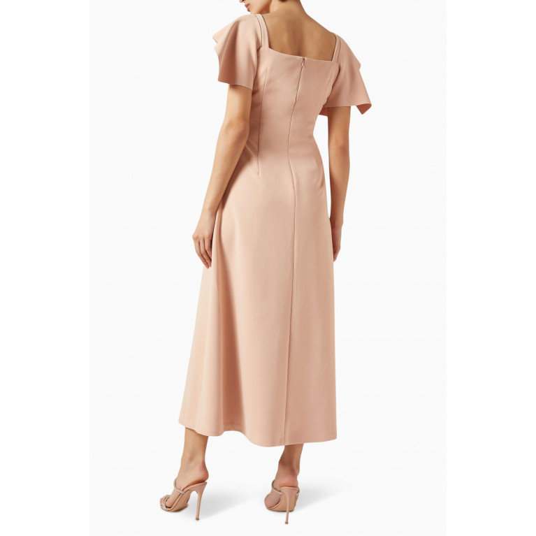 CHATS by C.Dam - Square-neck Midi Dress in Stretch-jersey