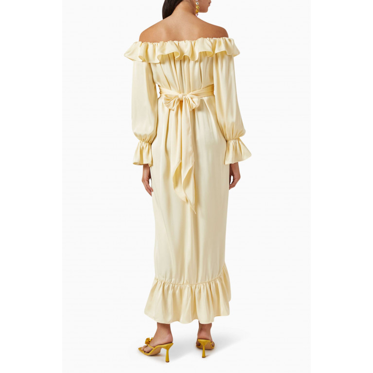 VANINA - The Sienna Ruffled Maxi Dress in Satin