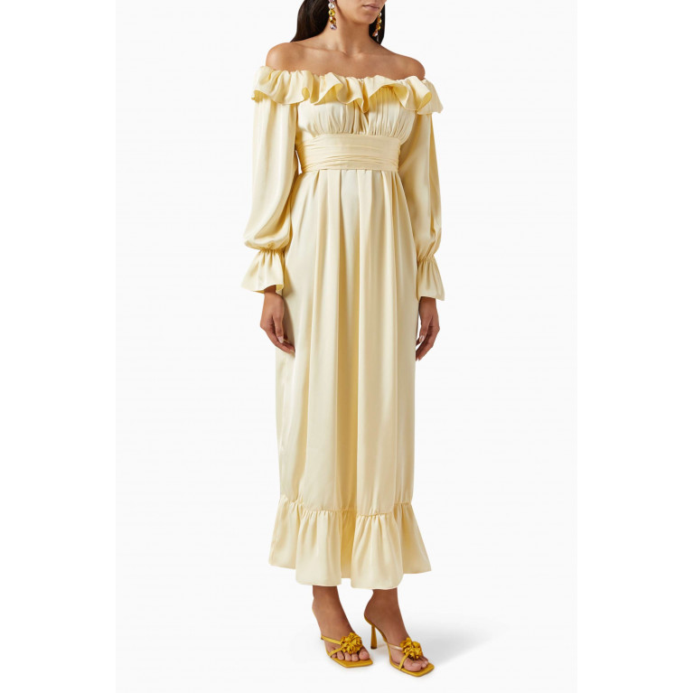 VANINA - The Sienna Ruffled Maxi Dress in Satin