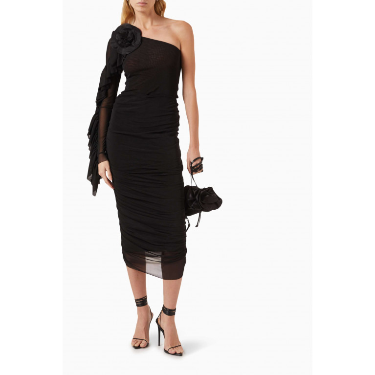 Just Bee Queen - Donna Ruched Midi Skirt in Mesh