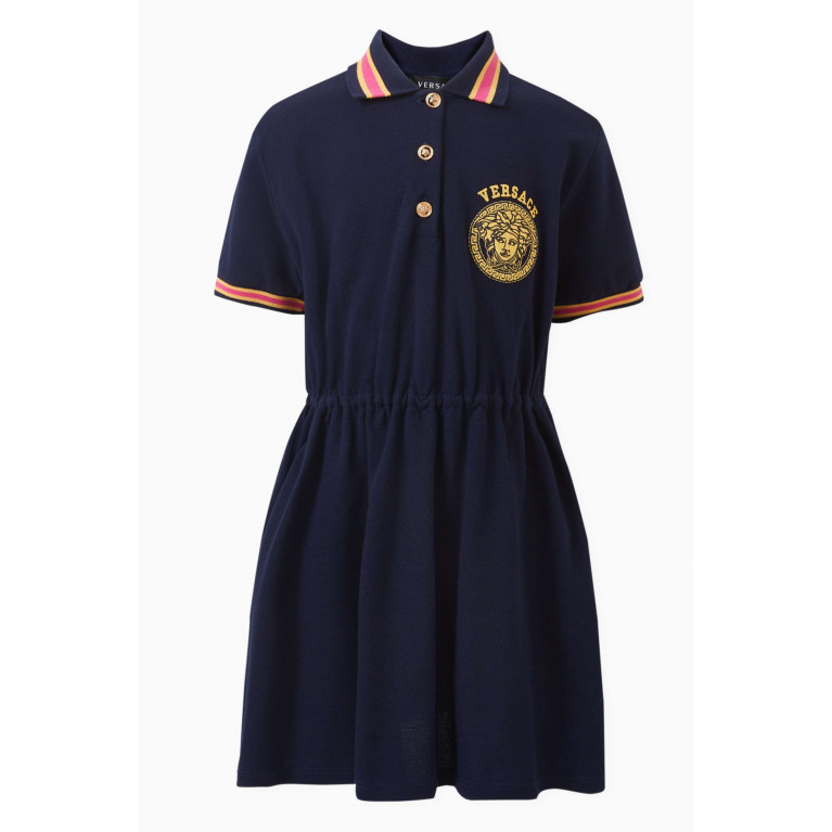 Versace - Logo-embroidered Polo Dress in Cotton