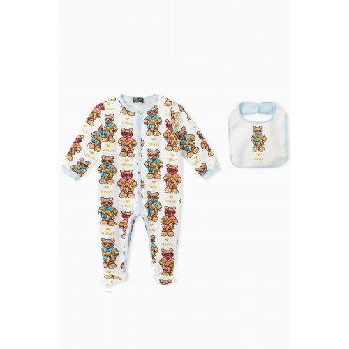 Versace - Teddy-print Sleepsuit Set in Cotton