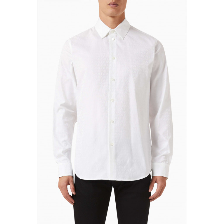 Versace - All-over Logo Shirt in Cotton-poplin White