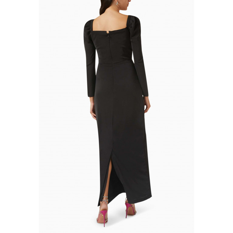 NASS - Pleated Midi Dress in Crepe Black