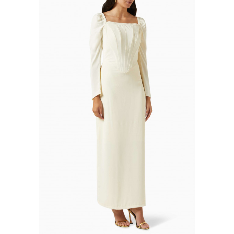 NASS - Pleated Midi Dress in Crepe Neutral