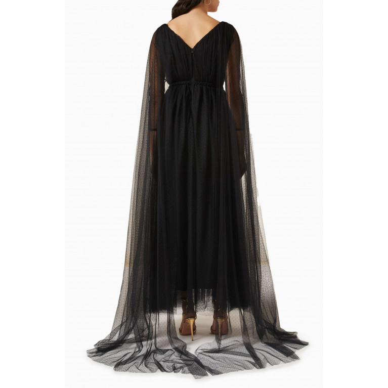 NASS - Cape Maxi Dress in Tulle Black