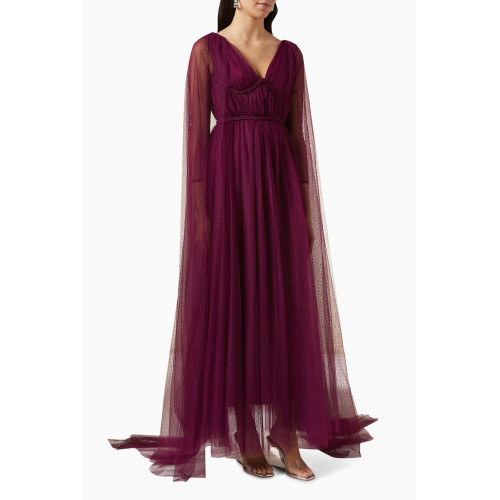 NASS - Cape Maxi Dress in Tulle Red