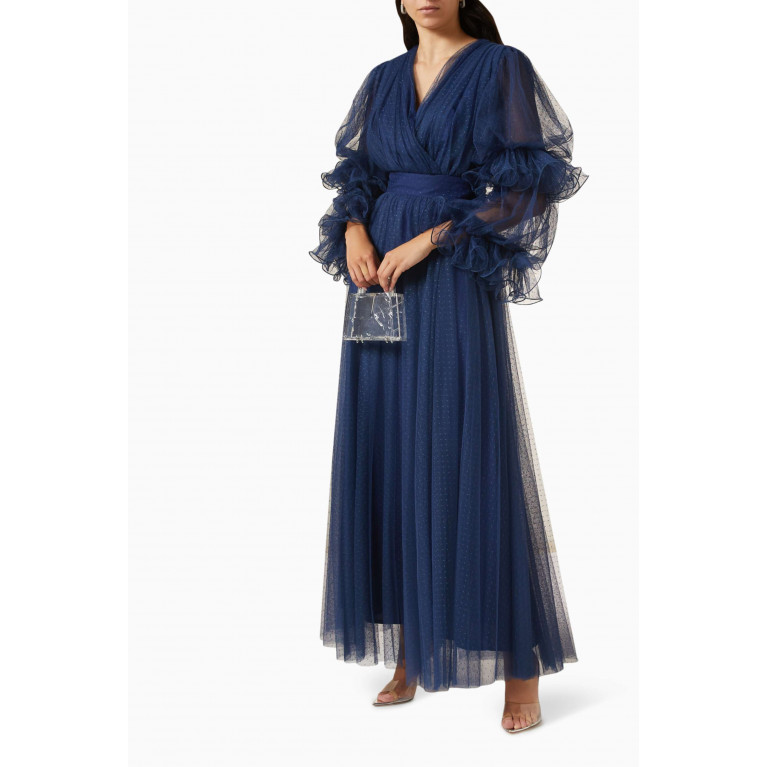 NASS - Ruffled Maxi Dress in Tulle Blue