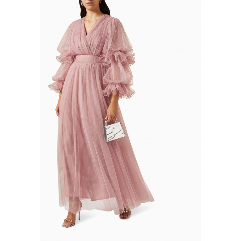 NASS - Ruffled Maxi Dress in Tulle Pink