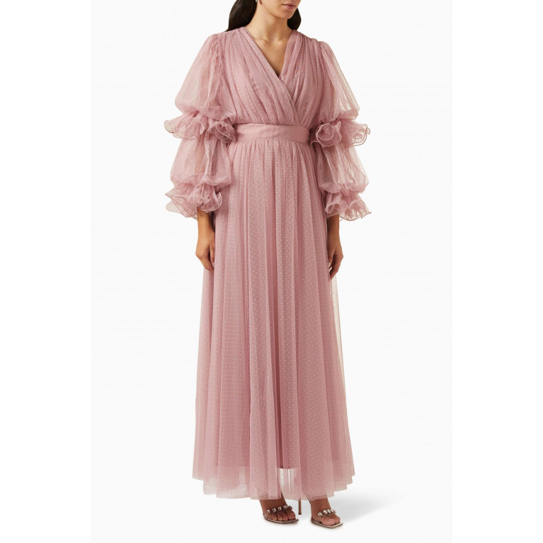NASS - Ruffled Maxi Dress in Tulle Pink