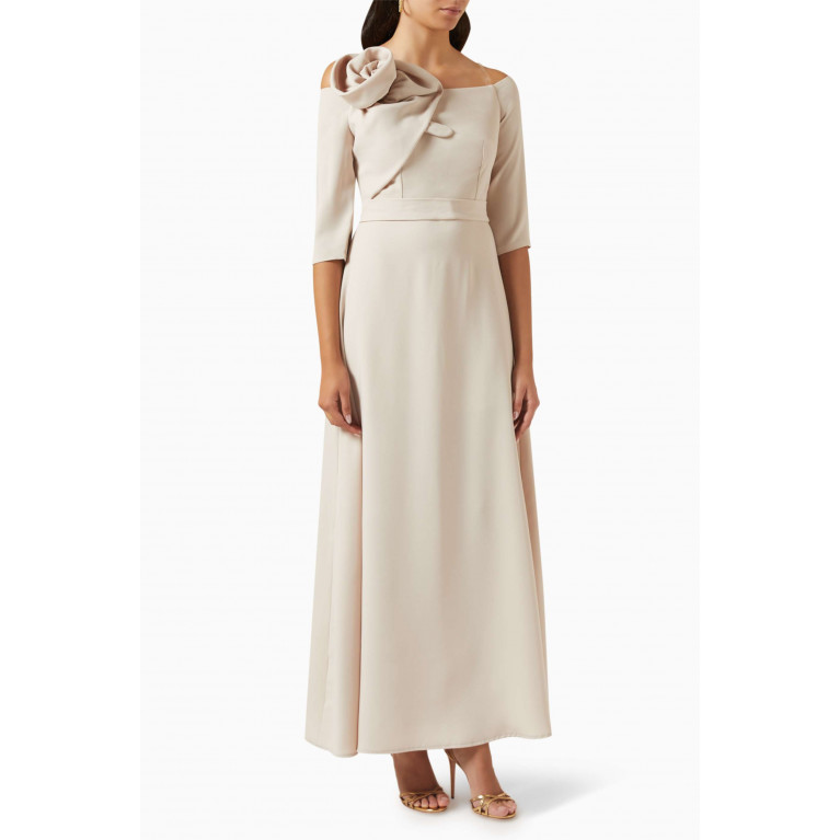 NASS - Rose Maxi Dress in Crepe Neutral