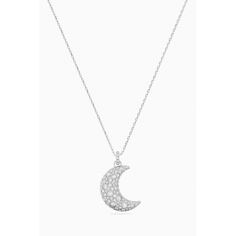 Swarovski - Luna Moon Pendant Necklace in Rhodium-plated Metal