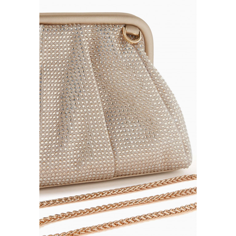 Marella - Genere Embellished Clutch Bag in Satin Neutral