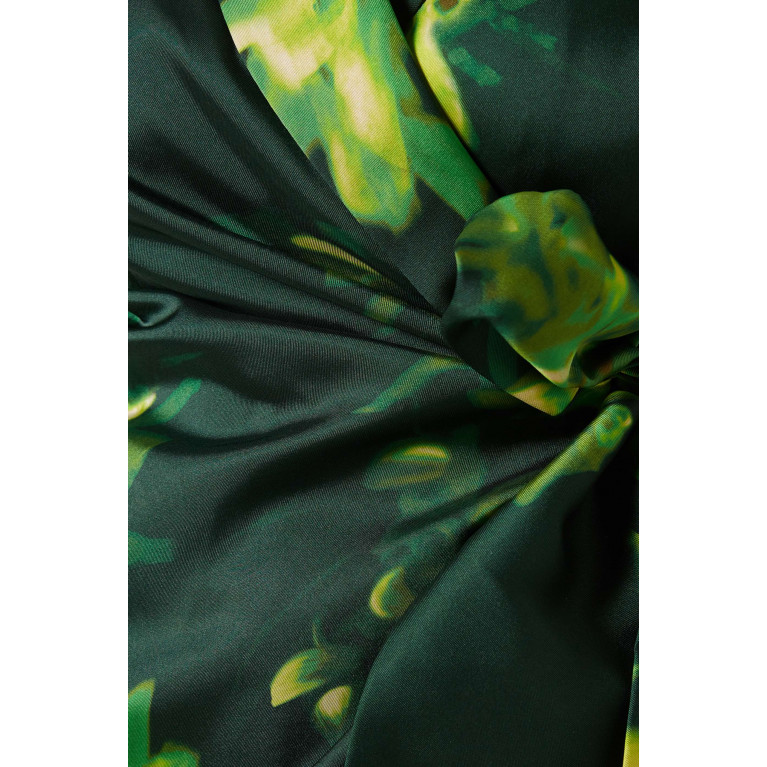 Marella - Evento Printed Wrap-front Blazer in Twill Green