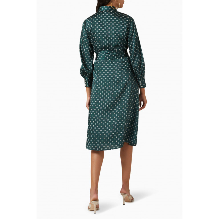 Marella - Tritone Printed Midi Dress Green