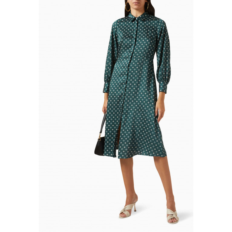 Marella - Tritone Printed Midi Dress Green