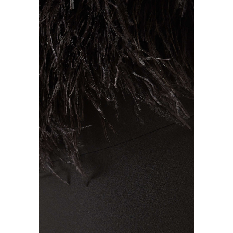 Nihan Peker - July Feather Maxi Dress in Crepe Black