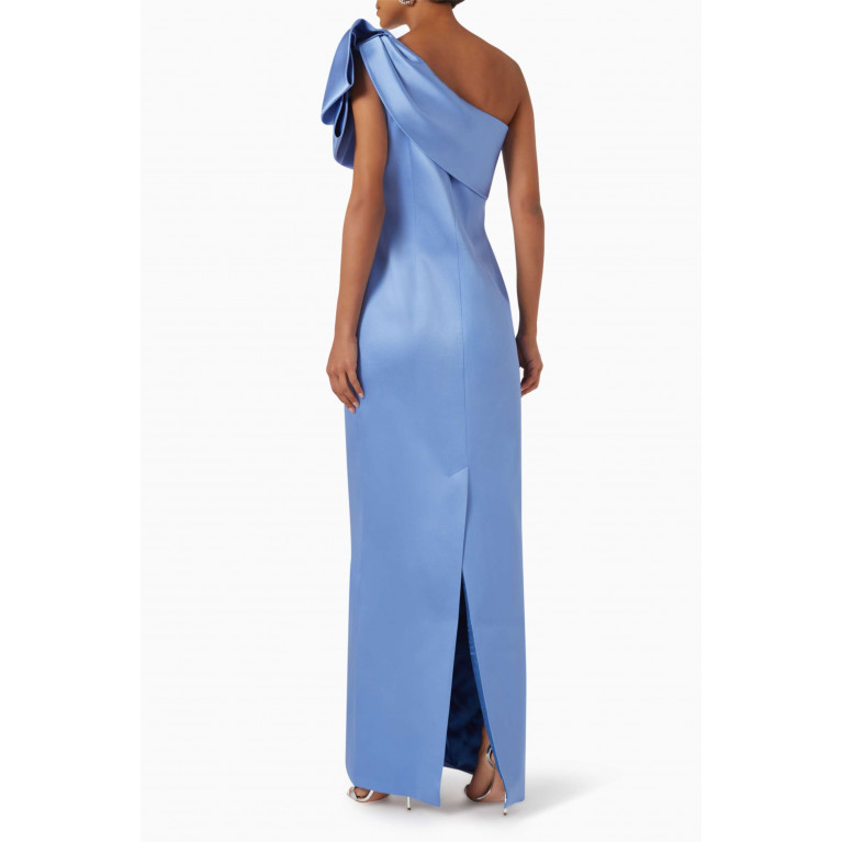 Nihan Peker - Ophelia One-shoulder Maxi Dress in Satin Blue