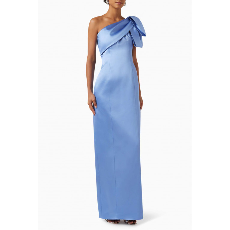 Nihan Peker - Ophelia One-shoulder Maxi Dress in Satin Blue