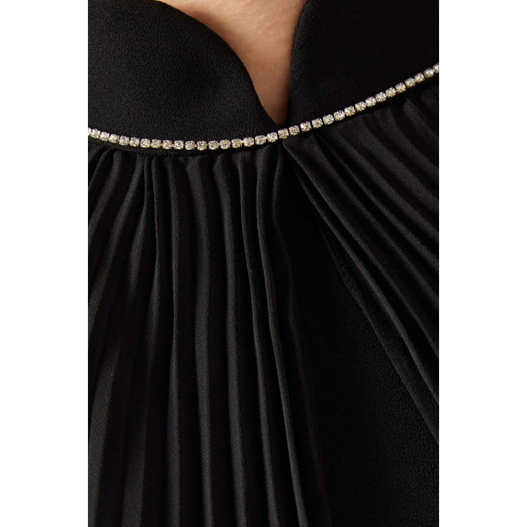 Nihan Peker - Ella Pleated Cape Dress in Crepe Black