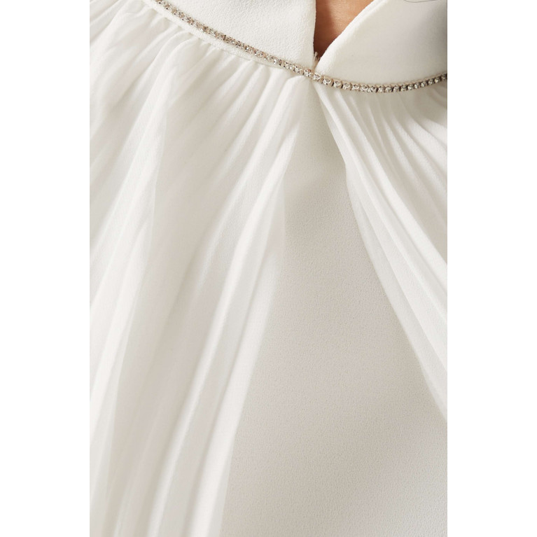 Nihan Peker - Ella Pleated Cape Dress in Crepe White