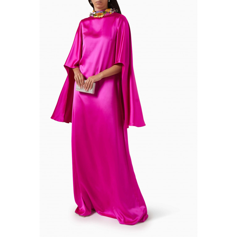 Nihan Peker - Hera Embellished-collar Maxi Dress in Satin
