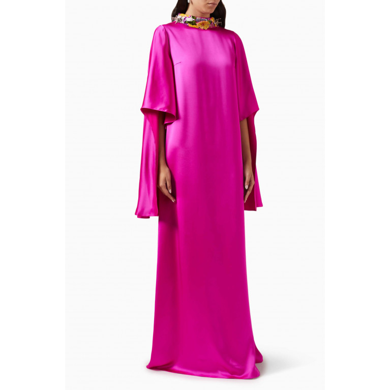 Nihan Peker - Hera Embellished-collar Maxi Dress in Satin