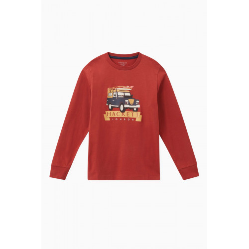 Hackett London - Winter Truck-print T-shirt in Cotton-jersey Red