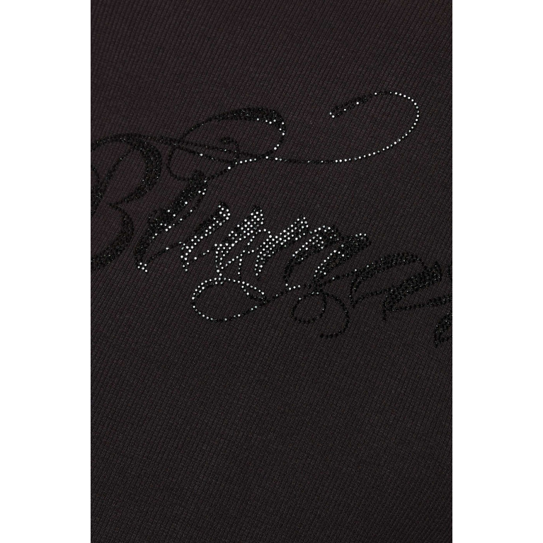 Blumarine - Crystal-logo Midi Dress in Stretch-cotton Black