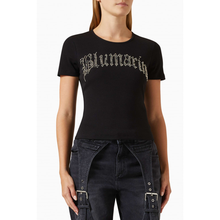 Blumarine - Logo T-shirt in Cotton Blend Black