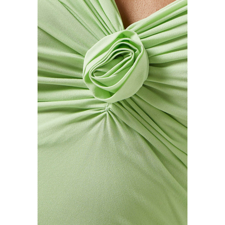 Blumarine - Rose Draped Maxi Dress in Stretch-viscose Green