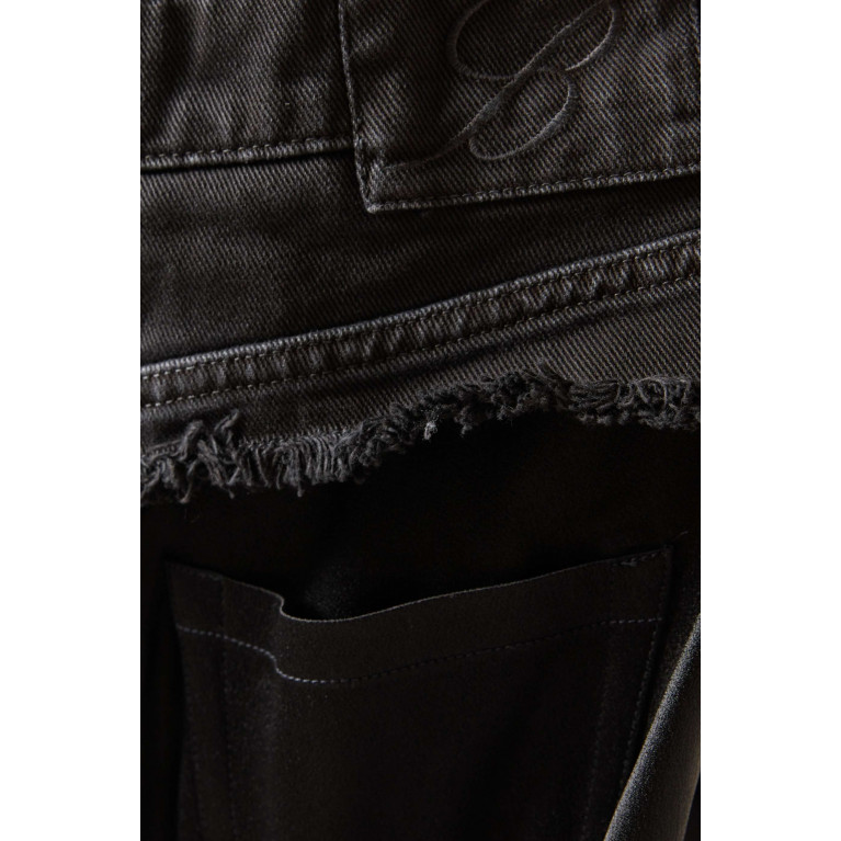 Blumarine - Slit Maxi Skirt in Denim & Silk