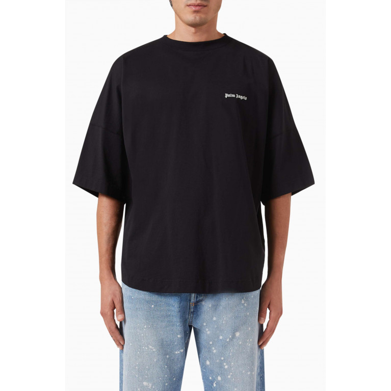Palm Angels - Embroidered Logo T-shirt in Cotton Jersey Black