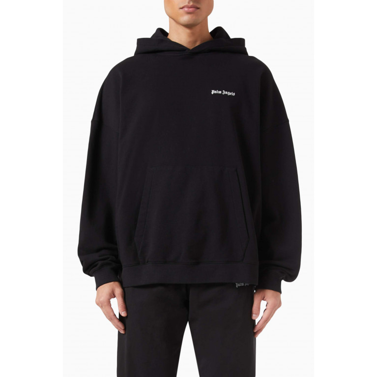 Palm Angels - Embroidered Logo Hoodie in Cotton Black