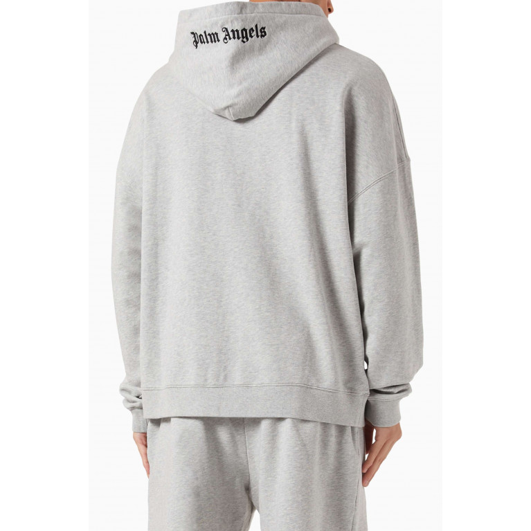 Palm Angels - Embroidered Logo Hoodie in Cotton Grey