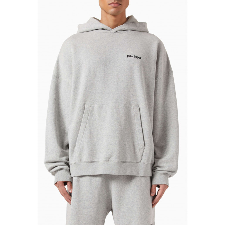 Palm Angels - Embroidered Logo Hoodie in Cotton Grey