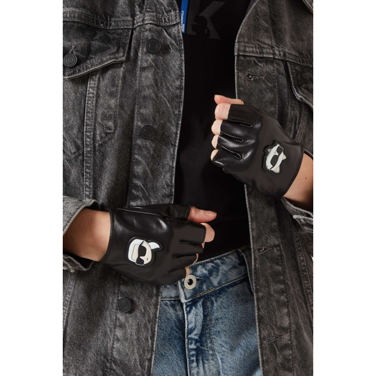 Karl Lagerfeld - K/Ikonik 2.0 Fingerless Gloves in Leather