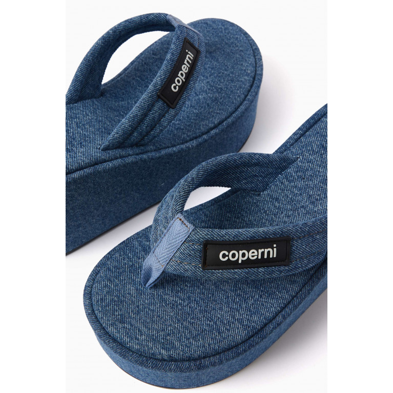 Coperni - Denim Branded Wedge Sandals in Denim