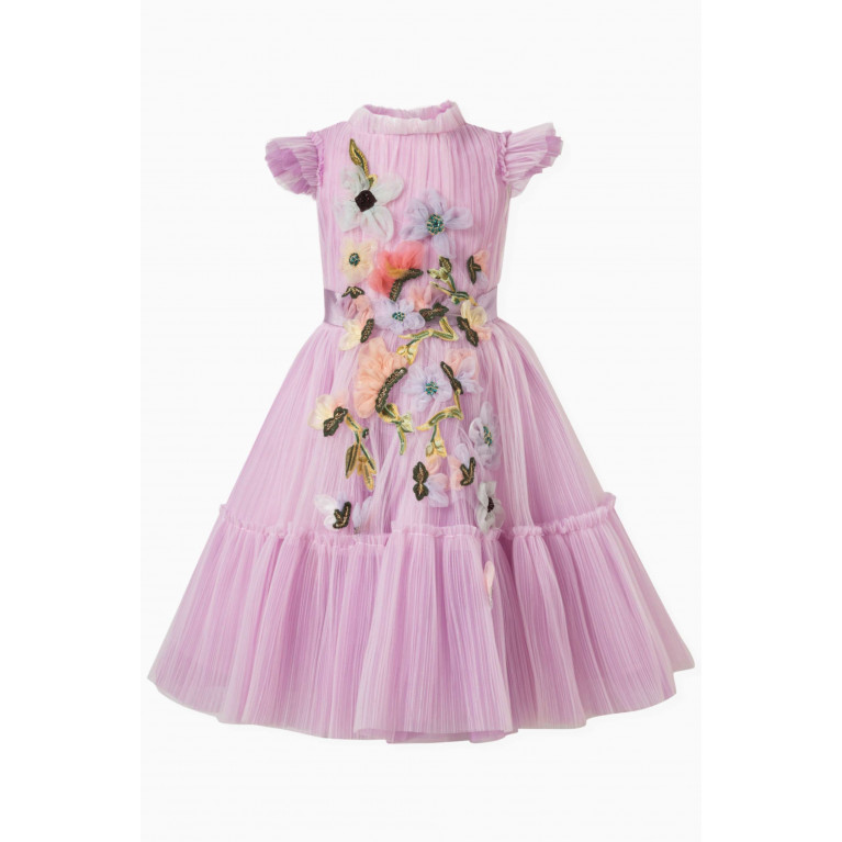 Marchesa Kids Couture - Flower Embellished Gown in Tulle