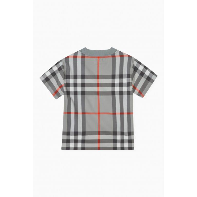 Burberry - Check-pattern V-neck T-shirt in Cotton