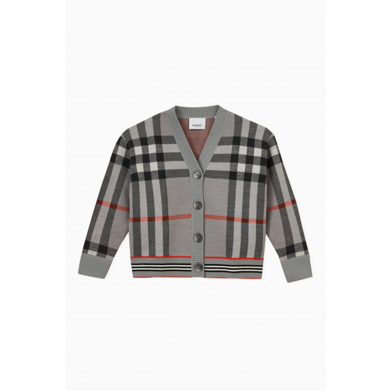 Burberry - Check Print Cardigan in Cotton Knit